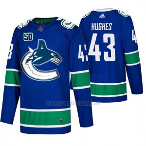 Camiseta Vancouver Canucks Quinn Hughes Primera Autentico Azul