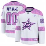 Camiseta Hockey Dallas Stars 2024 Fights Cancer Personalizada Blanco