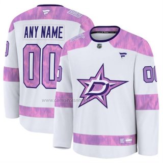 Camiseta Hockey Dallas Stars 2024 Fights Cancer Personalizada Blanco