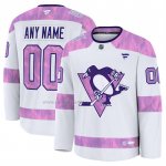 Camiseta Hockey Pittsburgh Penguins 2024 Fights Cancer Personalizada Blanco