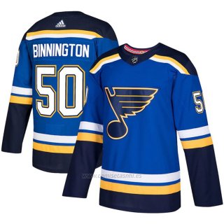 Camiseta Hockey St. Louis Blues Jordan Binnington Primera Autentico Azul