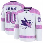 Camiseta Hockey San Jose Sharks 2024 Fights Cancer Personalizada Blanco