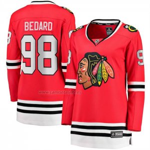 Camiseta Hockey Mujer Chicago Blackhawks Connor Bedard Primera Breakaway Rojo