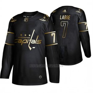 Camiseta Washington Capitals Yvon Labre Golden Edition Retired Jugador Autentico Negro