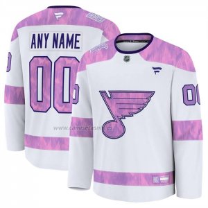 Camiseta Hockey St. Louis Blues 2024 Fights Cancer Personalizada Blanco