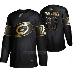 Camiseta Carolina Hurricanes Teuvo Teravainen Golden Edition Autentico Negro