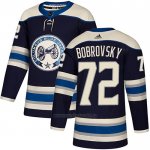 Camiseta Hockey Columbus Blue Jackets 72 Sergei Bobrovsky Alterno Autentico Azul