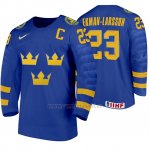 Camiseta Hockey Suecia Oliver Ekman Larsson Away 2020 IIHF World Junior Championships Azul