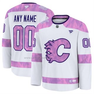 Camiseta Hockey Calgary Flames 2024 Fights Cancer Personalizada Blanco