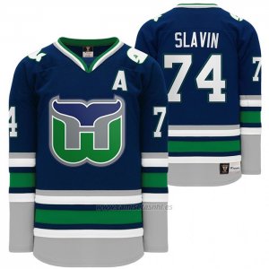 Camiseta Hockey Hartford Whalers Night Jaccob Slavin Heritage Throwback Azul