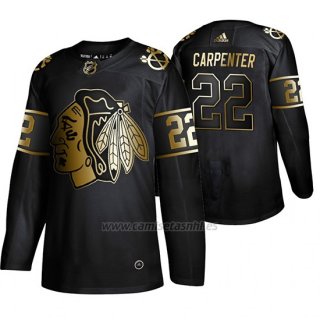 Camiseta Chicago Blackhawks Ryan Carpenter Golden Edition Autentico Negro