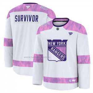 Camiseta Hockey New York Rangers Hockey Fights Cancer Primera Blanco Camiseta Hockey New York Rangers Hockey Fights Cancer Primera Blanco