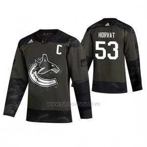 Camiseta Hockey Vancouver Canucks Bo Horvat 2019 Veterans Day Camuflaje