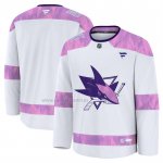 Camiseta Hockey San Jose Sharks 2024 Fights Cancer Blanco