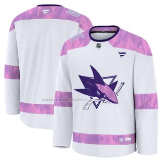 Camiseta Hockey San Jose Sharks 2024 Fights Cancer Blanco