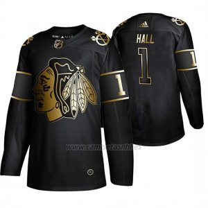 Camiseta Chicago Blackhawks Glenn Hall Golden Edition Retired Jugador Autentico Negro