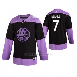 Camiseta Hockey New York Islanders Jordan Eberle Fights Cancer Practice Negro