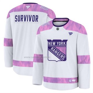 Camiseta Hockey New York Rangers Hockey Fights Cancer Primera Blanco