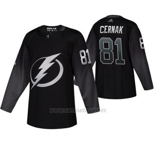 Camiseta Tampa Bay Lightning Erik Cernak Alternato Negro