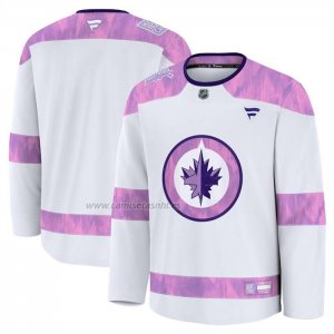 Camiseta Hockey Winnipeg Jets 2024 Fights Cancer Blanco