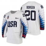 Camiseta USA Team Hockey 2018 Olympic Will Borgen 2018 Olympic Blanco