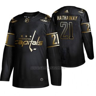 Camiseta Washington Capitals Garnet Hathaway Golden Edition Autentico Negro