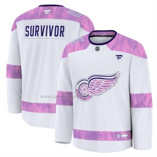 Camiseta Hockey Detroit Red Wings Hockey Fights Cancer Primera Blanco