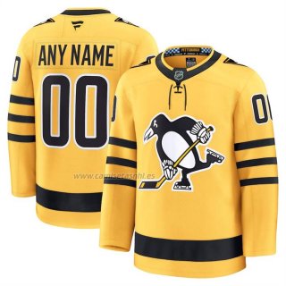 Camiseta Hockey Pittsburgh Penguins Alterno Personalizada Premium Amarillo
