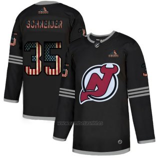 Camiseta Hockey New Jersey Devils Cory Schneider 2020 USA Flag Negro