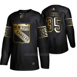 Camiseta New York Rangers Mike Richter Golden Edition Retired Jugador Autentico Negro