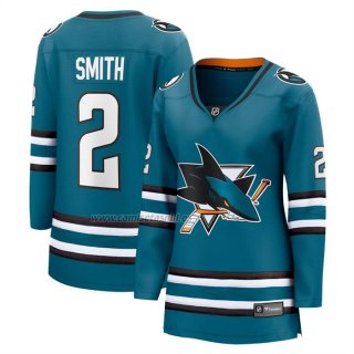 Camiseta Hockey Mujer San Jose Sharks Will Smith Primera Breakaway Verde