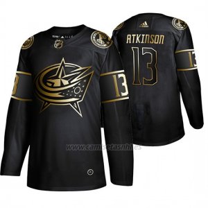 Camiseta Columbus Blue Jackets Cam Atkinson Golden Edition Autentico Negro