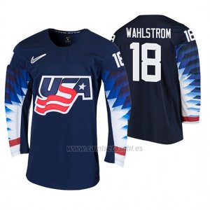 Camiseta Hockey USA Oliver Wahlstrom 2020 IIHF World Junior Championship Negro