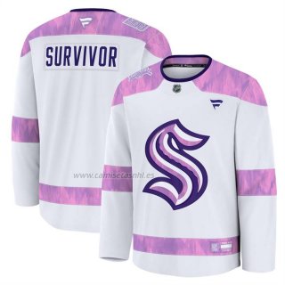 Camiseta Hockey Seattle Kraken Hockey Fights Cancer Primera Blanco