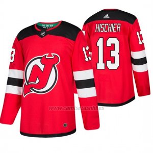 Camiseta New Jersey Devils Nico Hischier Primera Adidas Rojo