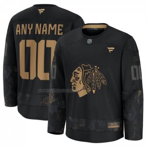 Camiseta Hockey Chicago Blackhawks 2024 Military Appreciation Personalizada Negro