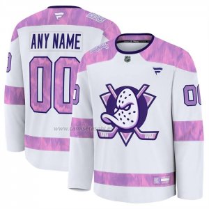 Camiseta Hockey Anaheim Ducks 2024 Fights Cancer Personalizada Blanco