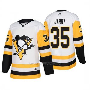Camiseta Pittsburgh Penguins Tristan Jarry Away Adidas Autentico Jugador Blanco