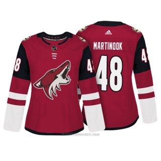Camiseta Hockey Mujer Arizona Coyotes 48 Jordan Martinook Rojo Autentico Jugador