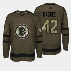 Camiseta Hockey Hombre Boston Bruins 42 David Backes Verde Salute To Service