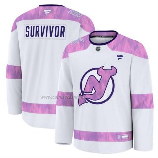 Camiseta Hockey New Jersey Devils Hockey Fights Cancer Practice Blanco