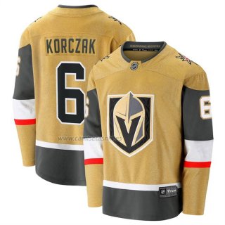 Camiseta Hockey Vegas Golden Knights Kaedan Korczak Primera Breakaway Amarillo