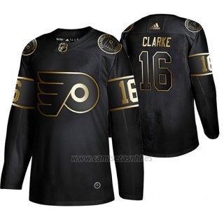 Camiseta Philadelphia Flyers Bobby Clarke Golden Edition Retired Jugador Autentico Negro
