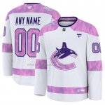 Camiseta Hockey Vancouver Canucks 2024 Fights Cancer Personalizada Blanco
