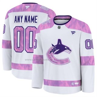 Camiseta Hockey Vancouver Canucks 2024 Fights Cancer Personalizada Blanco