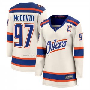 Camiseta Hockey Mujer Edmonton Oilers Connor McDavid Alterno Breakaway Crema