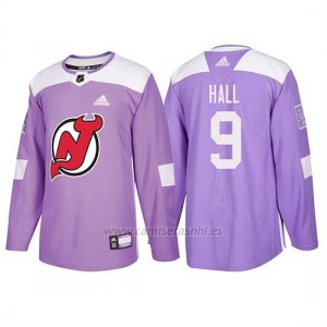 Camiseta New Jersey Devils Taylor Hall Hockey Fights Cancer Violeta