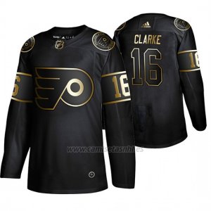 Camiseta Philadelphia Flyers Bobby Clarke Golden Edition Retired Jugador Autentico Negro
