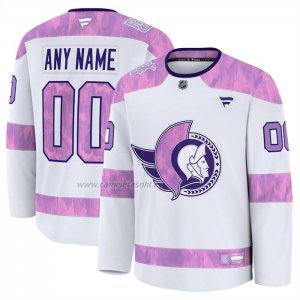 Camiseta Hockey Ottawa Senators 2024 Fights Cancer Personalizada Blanco