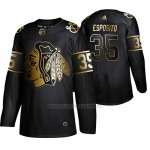 Camiseta Chicago Blackhawks Tony Esposito Golden Edition Retired Jugador Autentico Negro